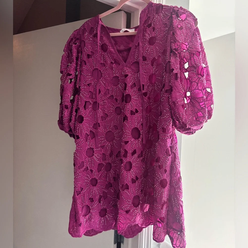 Buddy Love Magenta Embroidered Dress - Picture 3 of 5